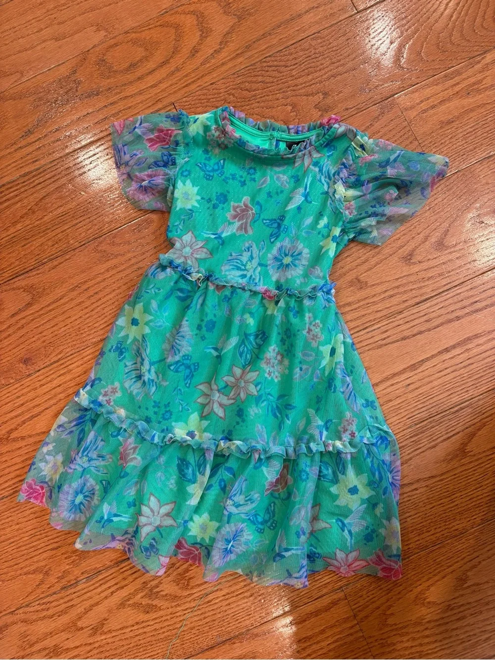 ZAC Kids Floral Butterfly Mesh Ruffle Dress Girls 4-5 Fairy Garden Party